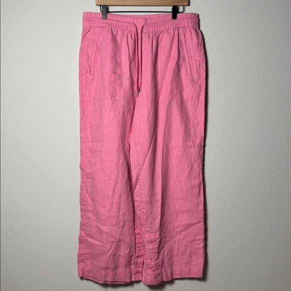 Athleta Pants - Athleta Retreat Linen High Rise Wide Leg Pant Bright Pink S/851038